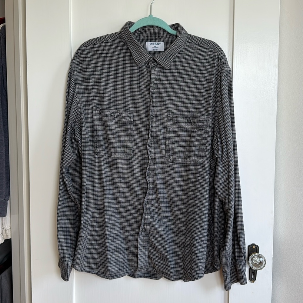 Old Navy Houndstooth Double-Brushed Flannel Shirt Men’s XXL